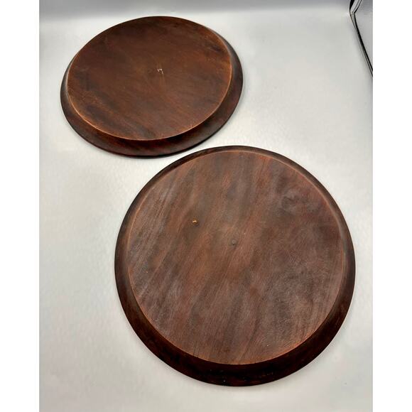 Antique Black Forest 11.5" Carved Wood Bread Board Charger Plate Set - Picture 5 of 7